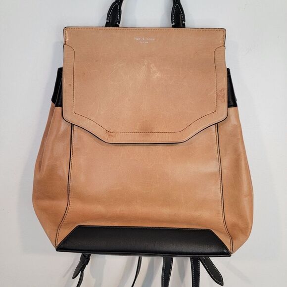 Rag & Bone Women’s Pilot Backpack Camel Brown Black Bag - Picture 2 of 12